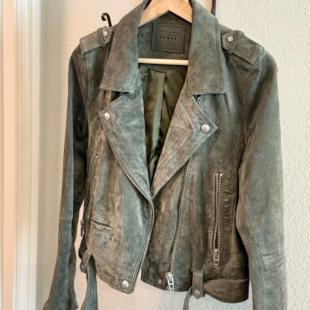 Blank NYC Green Suede Moto Jacket